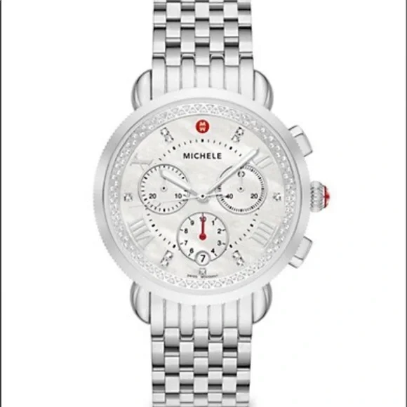 Michele Women\'s Sport Sail Chronograph Diamond Accent Stainless Steel Watch Michele Sport Sail Diamond Chronograph | Chicago Pawners  main image 4